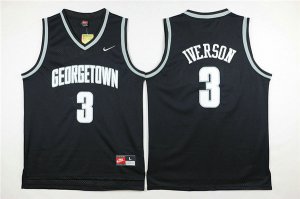 Maillot De Basket NCAA Georgetown University Allen EzailIverson 3 Engrener Noir